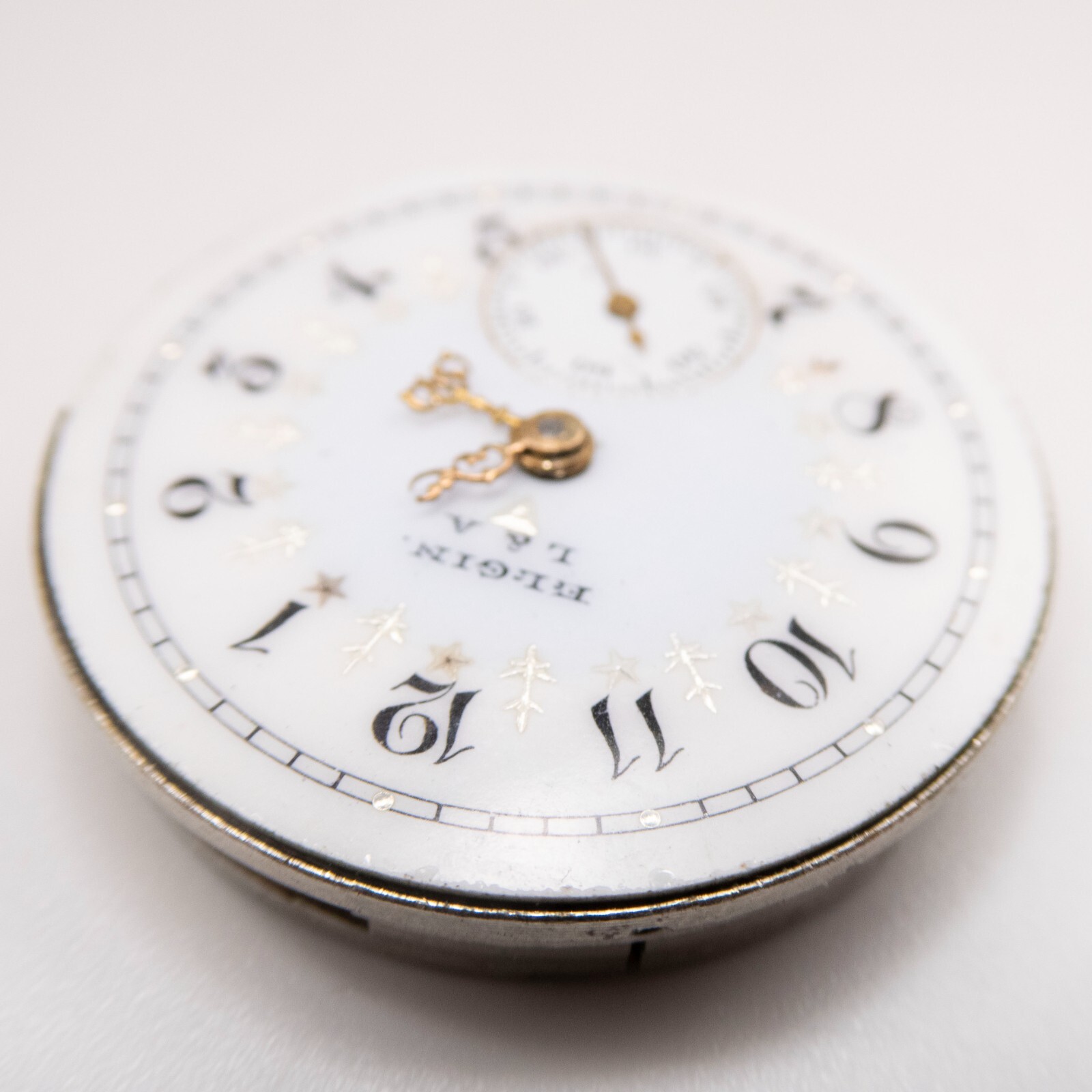 Elgin Grade 269 0-Size 7-Jewel Antique Pocket Watch Movement, Nice Fancy Dial
