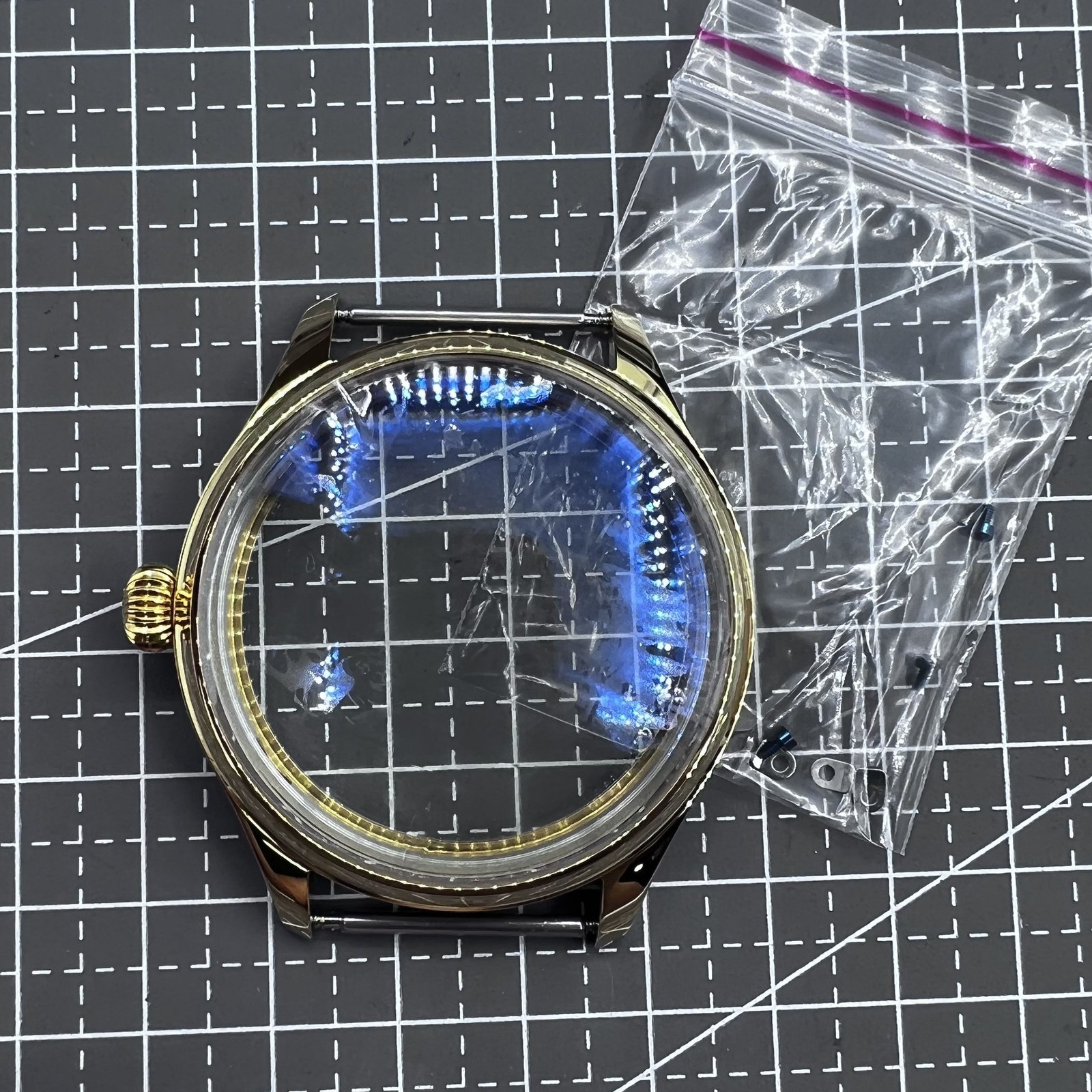 44mm 316L Golden Watch Case for Movement Seagull ST3600/ST3621/ETA6497/ETA6498