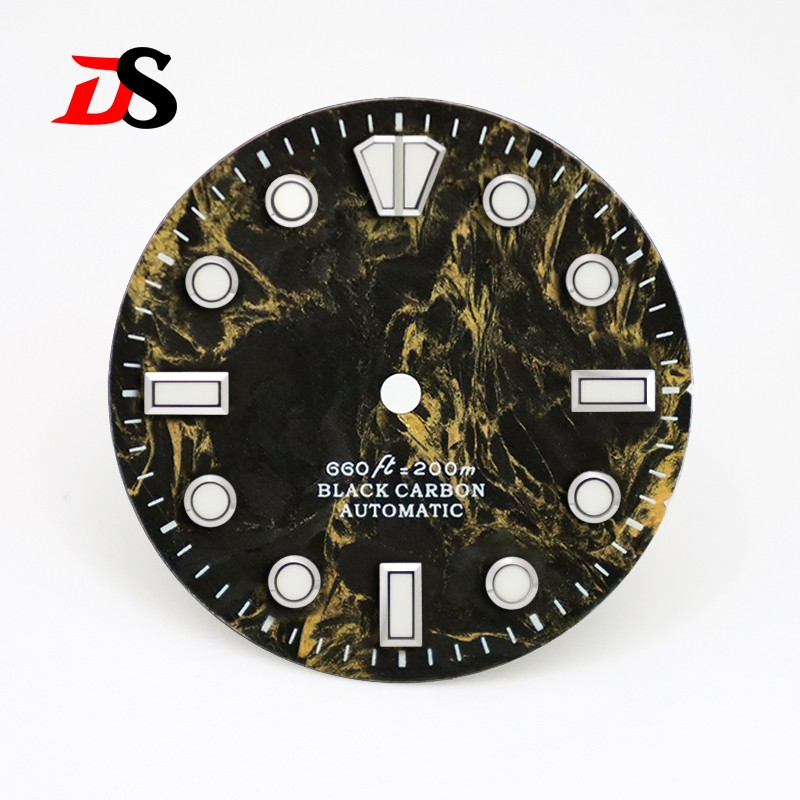 DS 28.5mm Dial Red Lava Carbon Fiber Blue Lume NH35 Support personalized custom