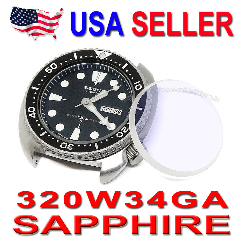 SAPPHIRE Crystal 320W34GA + Blue AR for Seiko Vintage Turtle 6309-7040 7548-7000