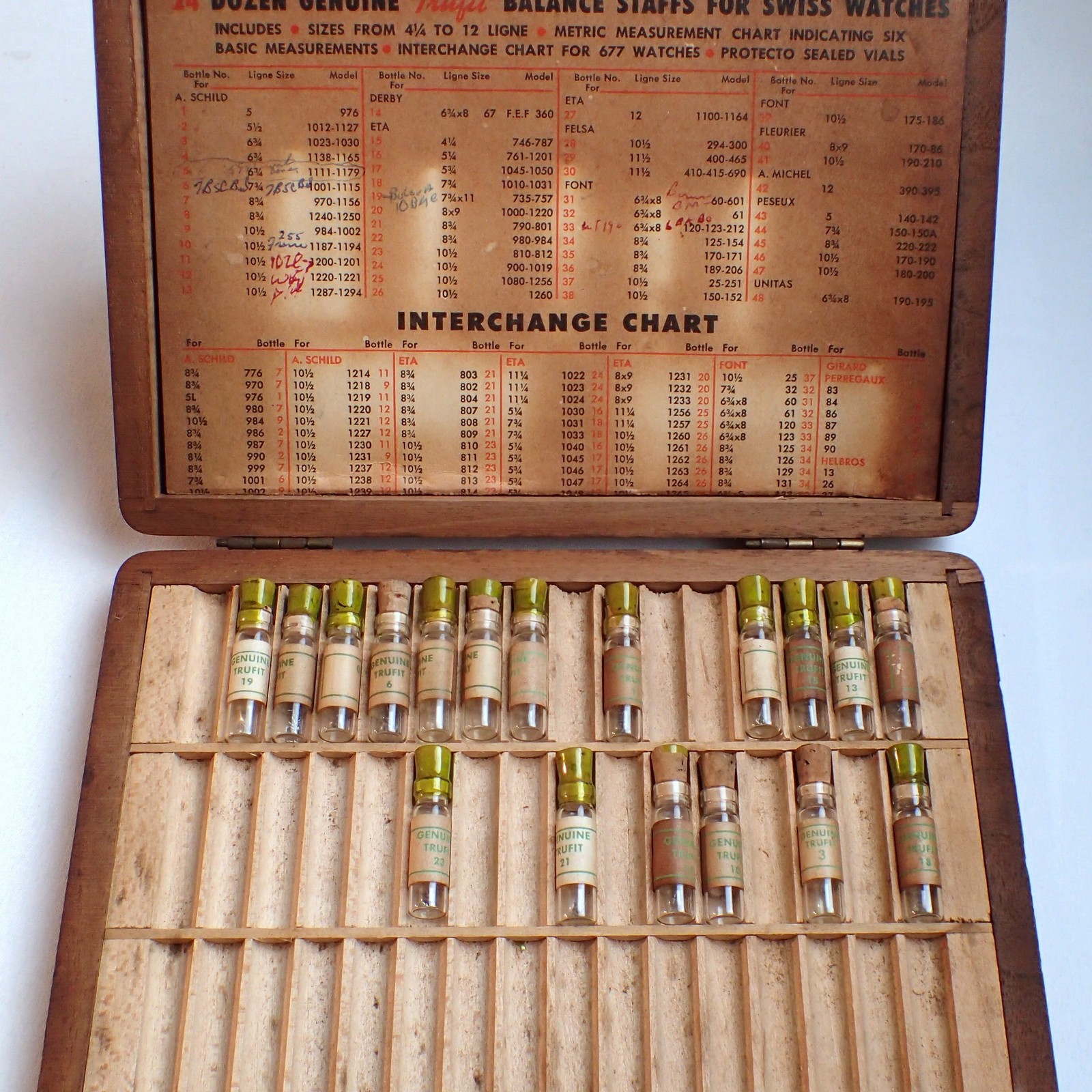 Vintage Barton & Chase Trufit Balance Staff Assortment Swiss Watch Vials Box