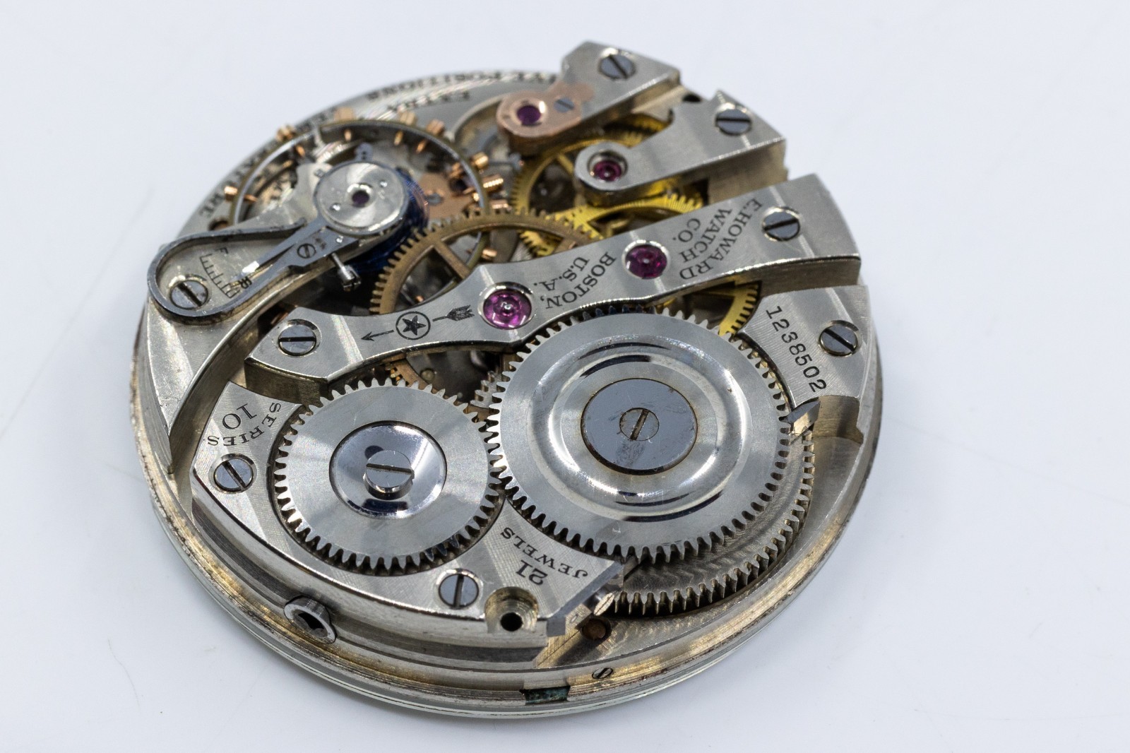 ANTIQUE HOWARD 21 JEWEL SERIES 10 POCKET WATCH MOVEMENT & DIAL