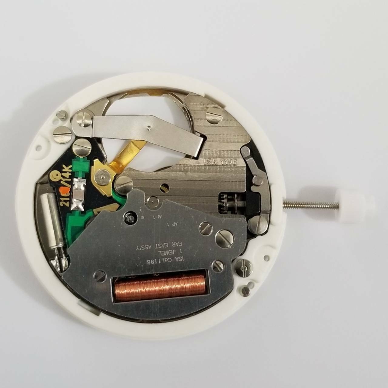 White/Gold 3 Hands Quartz Watch Movement With Battery For Swiss ISA 1198 Watch