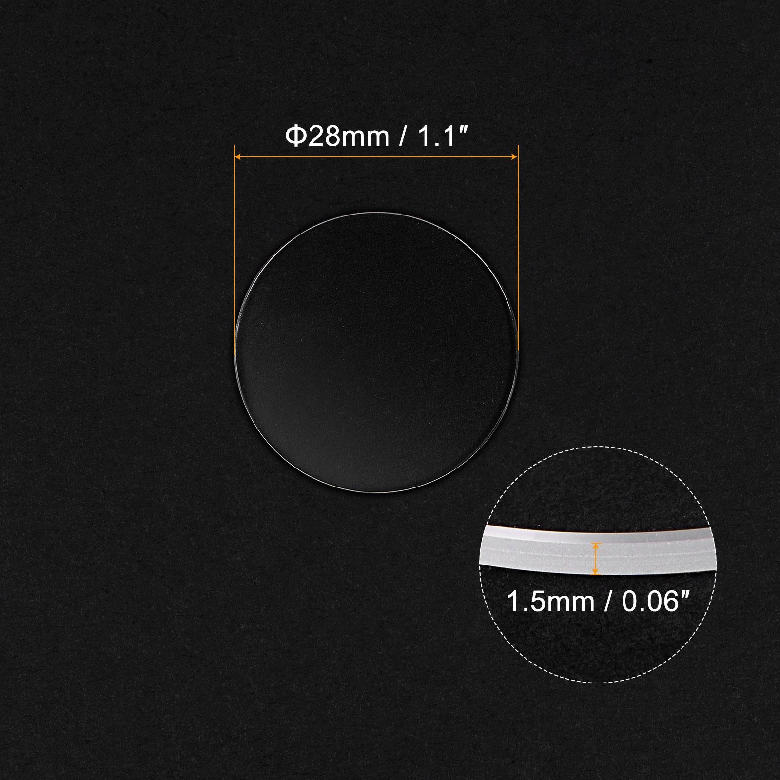 Glass Watch Round Lens Flat 28mm Dia 1.5mm Thickness, Transparent