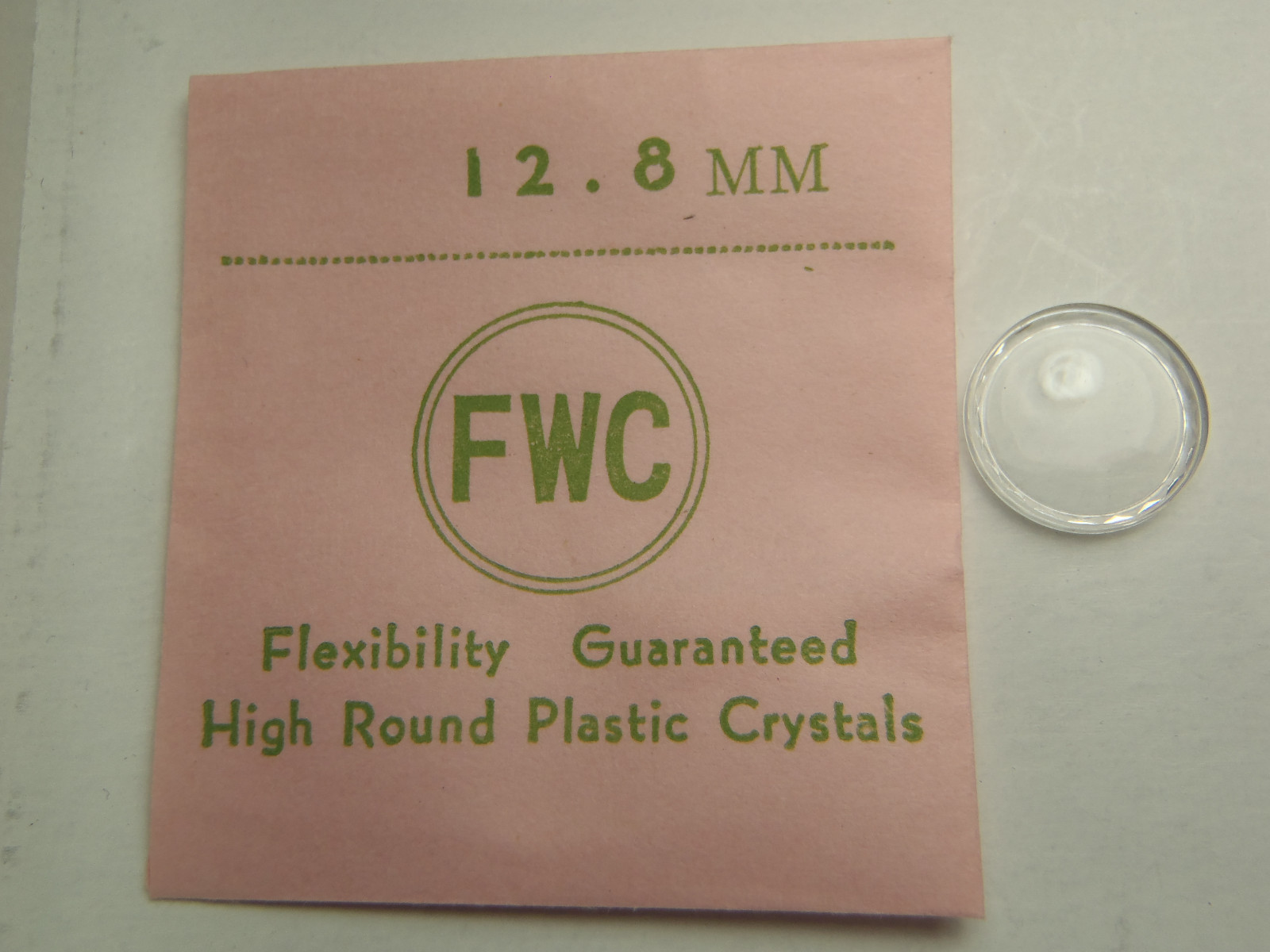FWC HIGH ROUND Diamond Edge PLASTIC WATCH CRYSTAL 12.8 MM NOS