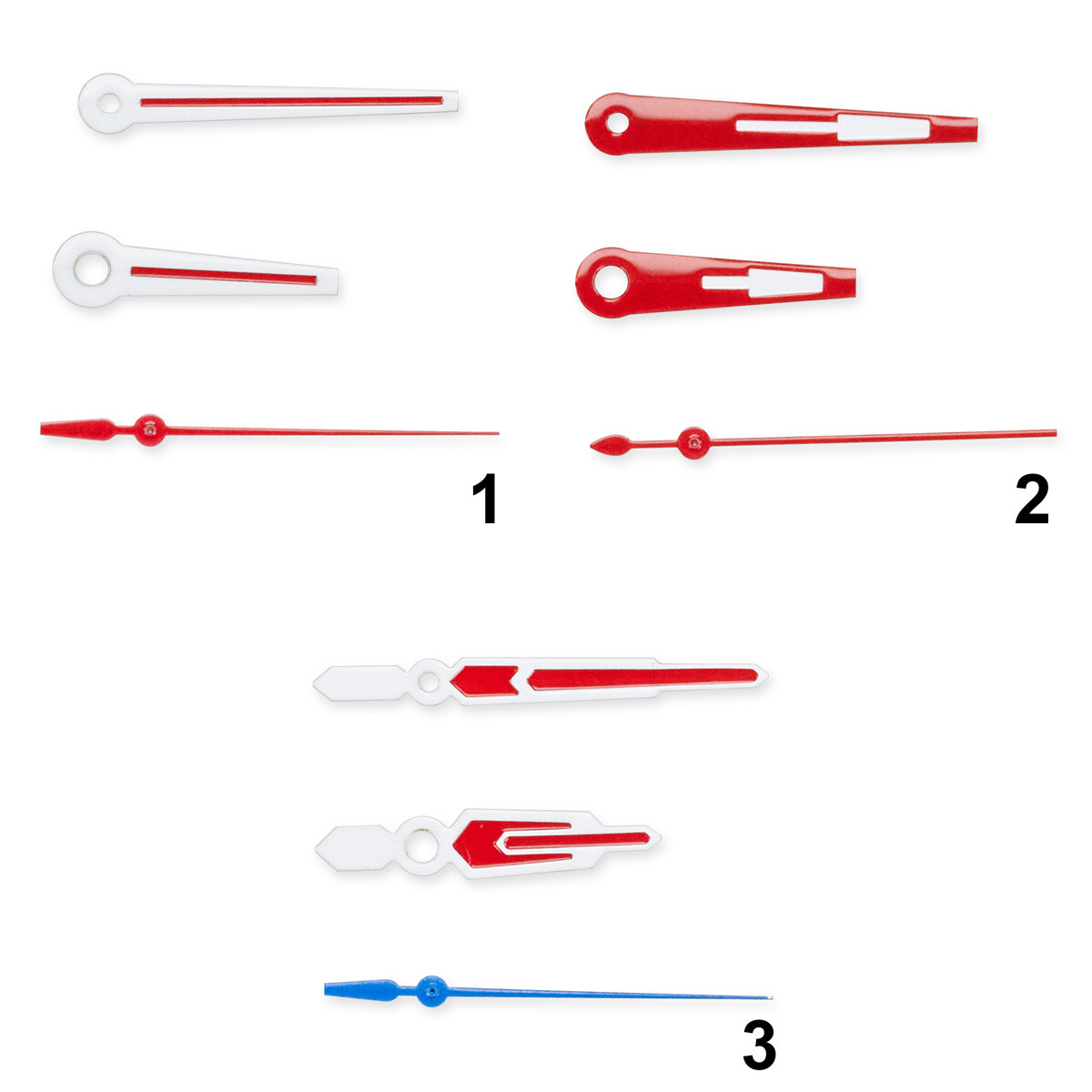 Red White Quartz Watch Hands Set 120/70/17 ETA 2035 Quartz Miyota Replacement