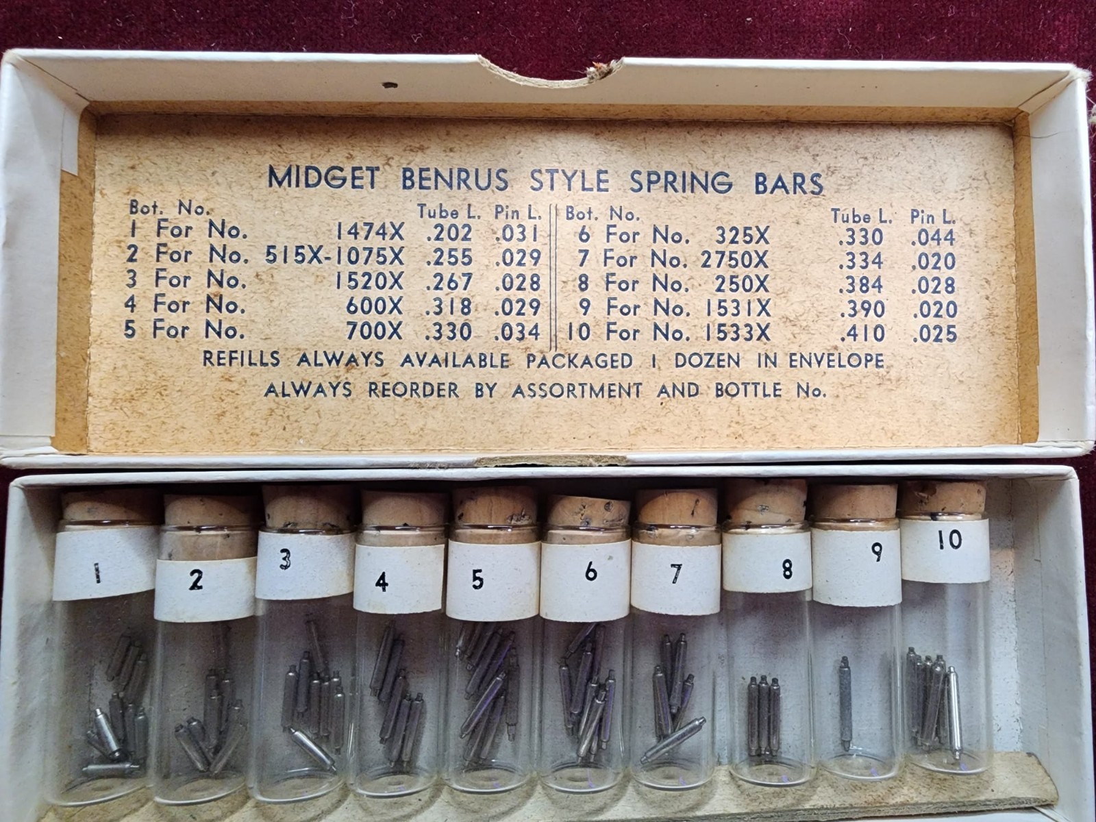 Fitrite Spring Bar Assortment No. 96 “Midget Benrus Style” – Partial / Some Vial
