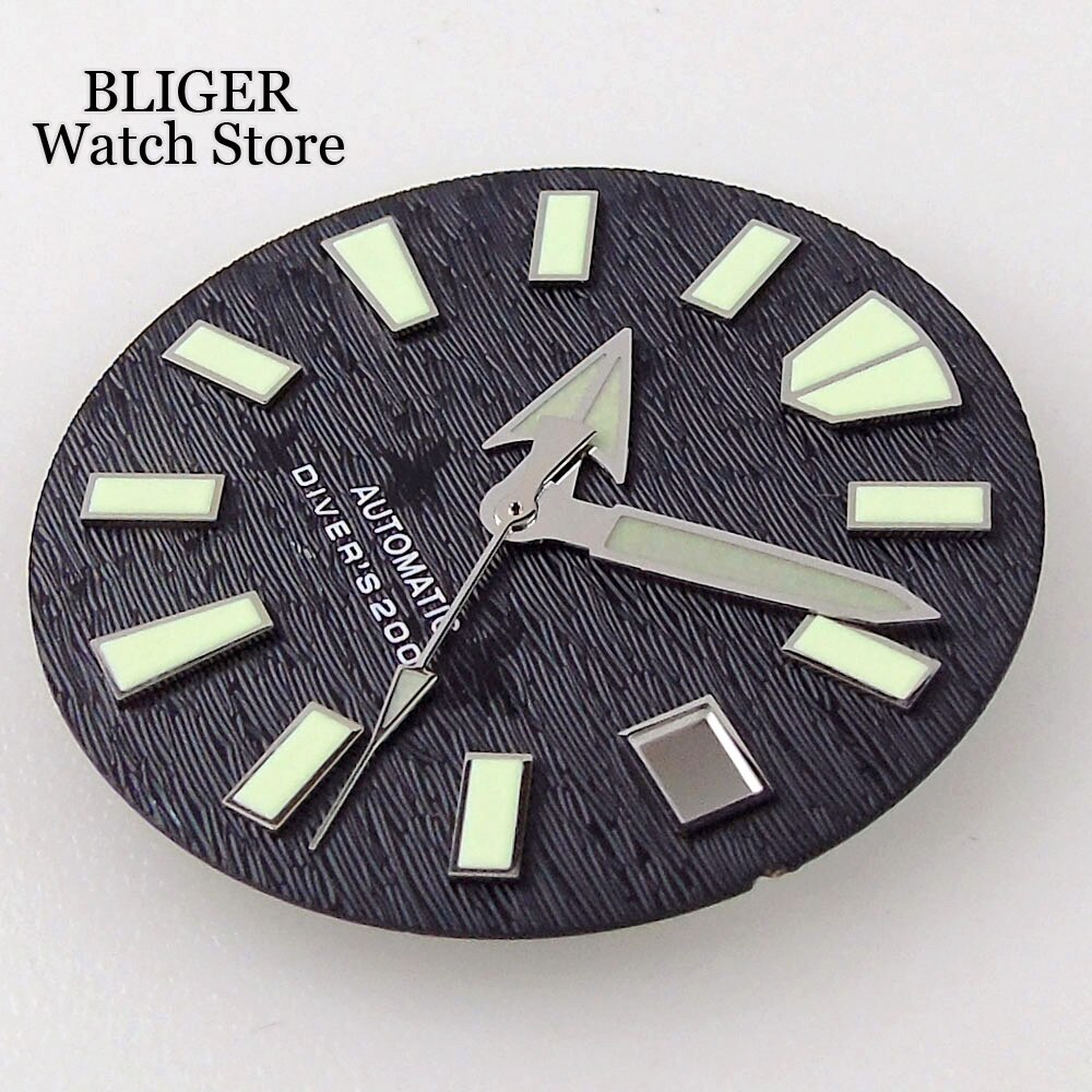 29MM Green White Blue Watch Dial Luminous Date Window Fit NH35 NH36 NH36A Parts