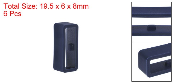 6pcs Watch Strap Loop Fastener Rings 16mm Rubber Watch Holder Keeper Blue