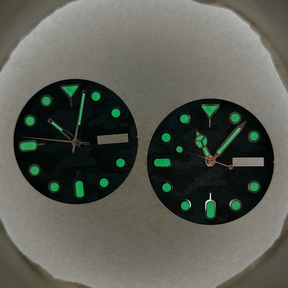 28.5mm Blue Camo Dial Day Date Lume Hands Set Fit Auto Mod Part