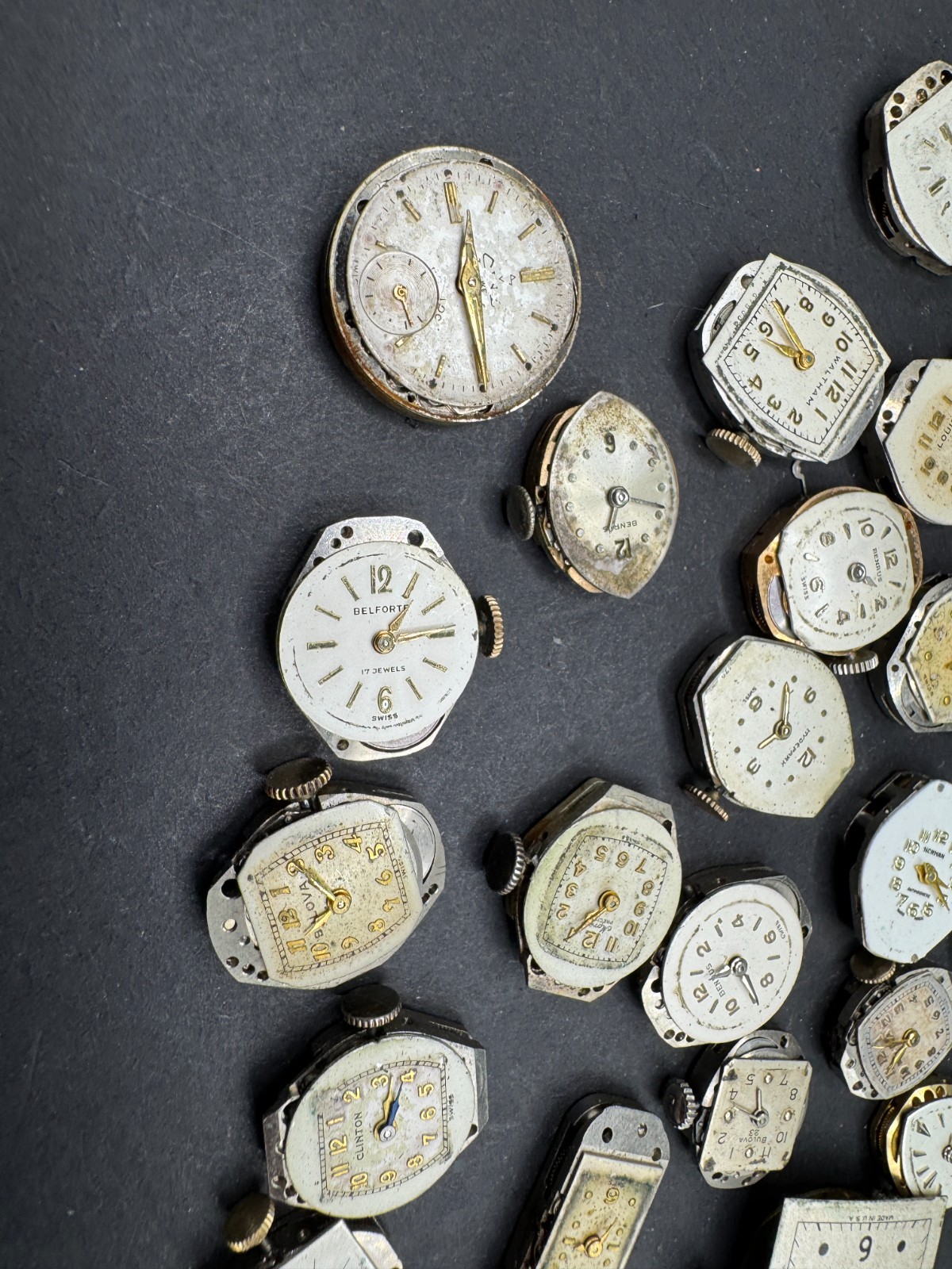 Vintage Rare Lot of 33 Automatic Movements Waltham Benrus Westfield Clinton