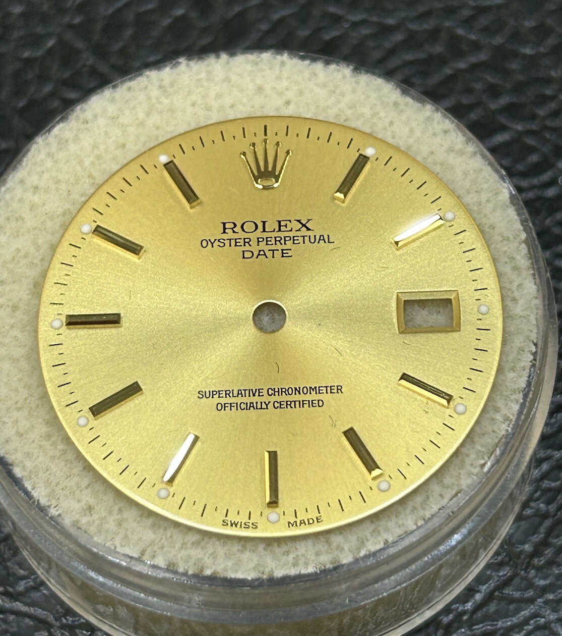Rolex 34mm Date Watch Champagne Dial Gold Stick Markers For Models 15233 15203