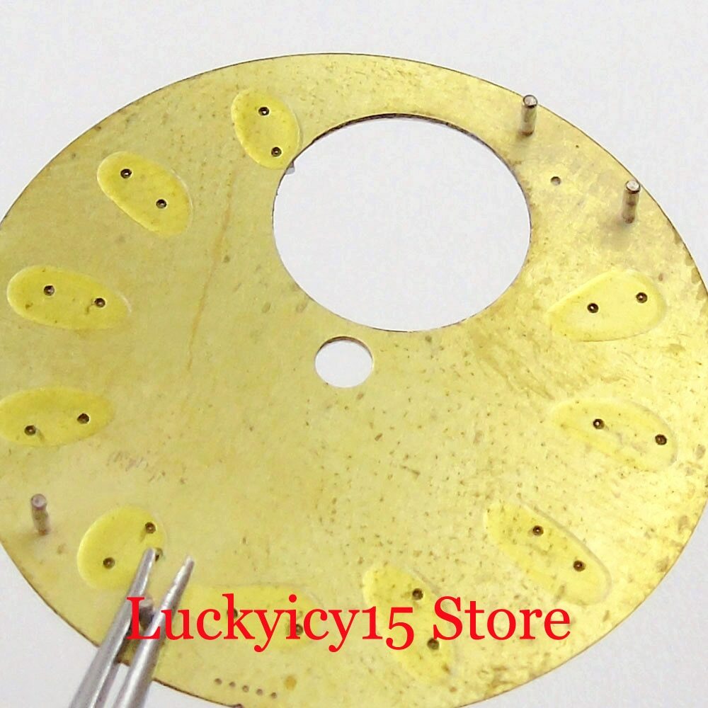 29MM Watch Shell Dial Fit NH38 Automatic Case Blue/Green Lumious Marks Dial