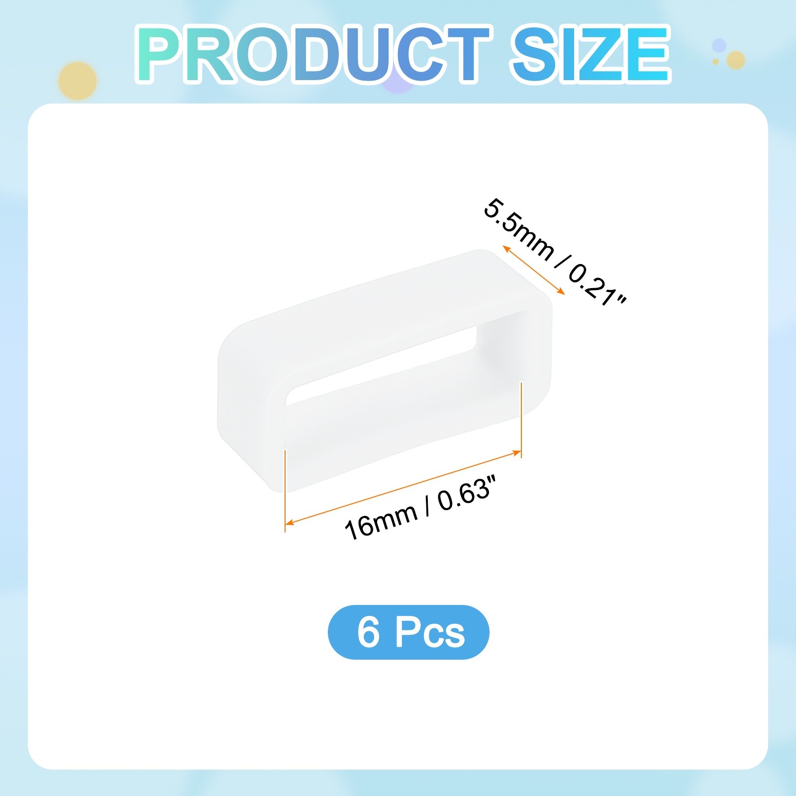 6pcs 16mm silicone watch band for transparent strap