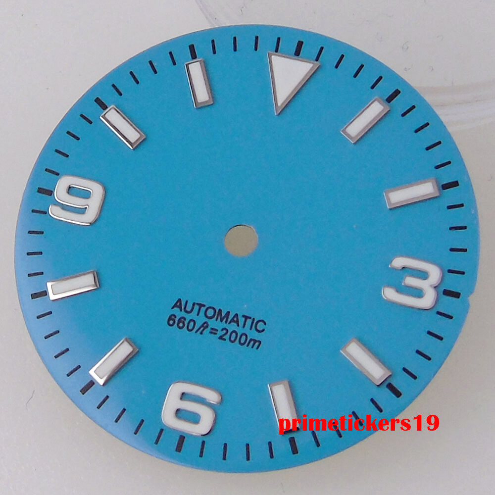 29mm Black/Blue/Orange Watch Dial Face Hands Green Lume Fit NH35 NH36 Movement