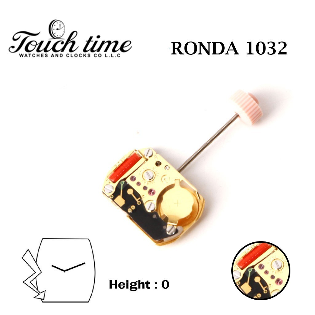 RONDA 1032 Swiss Made Watch Movement- Without Disk- Height:0- 2 Hands.