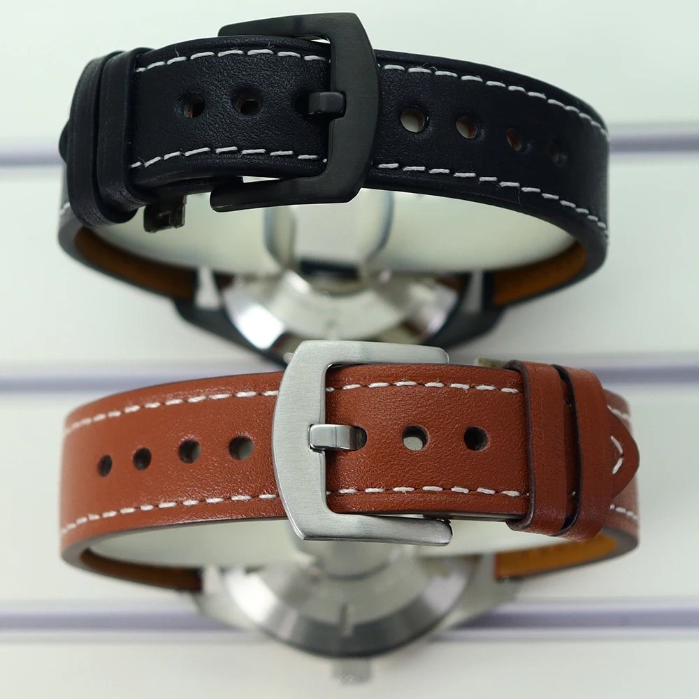 40mm Watch Cases Steel Leather Strap For NH35 NH36 NH38 Eta 2824 Waterproof
