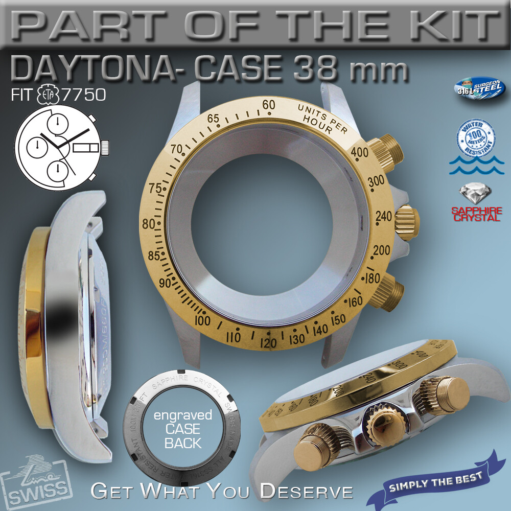 DO IT YOURSELF KIT: 7750 ETA-VALJOUX, DAYTONA, 316L, Bicolor CASE + ST-ST BAND