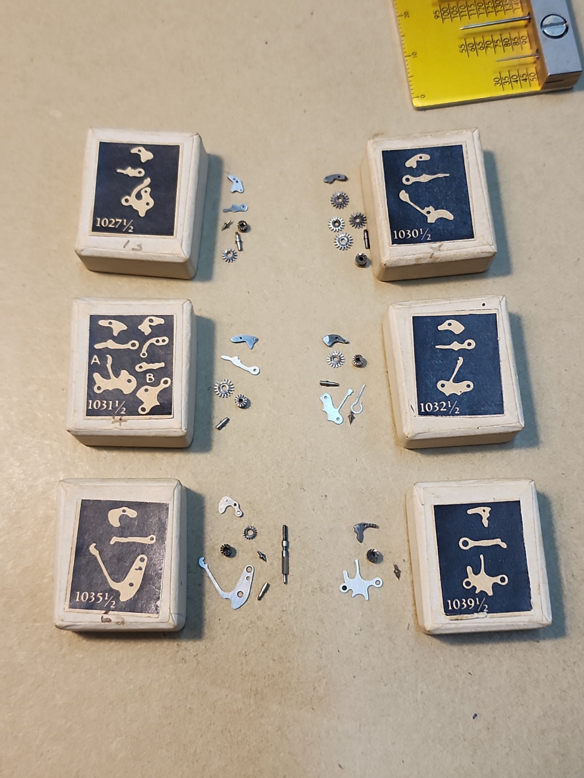 Lot Of Swiss Watch Parts-Balance Staffs & Setting Parts-1027-1/2, 1030-1/2…..