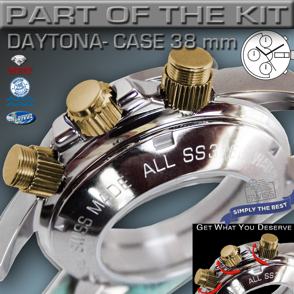 DO IT YOURSELF KIT: 7750 ETA-VALJOUX, DAYTONA, 316L, Bicolor CASE + ST-ST BAND