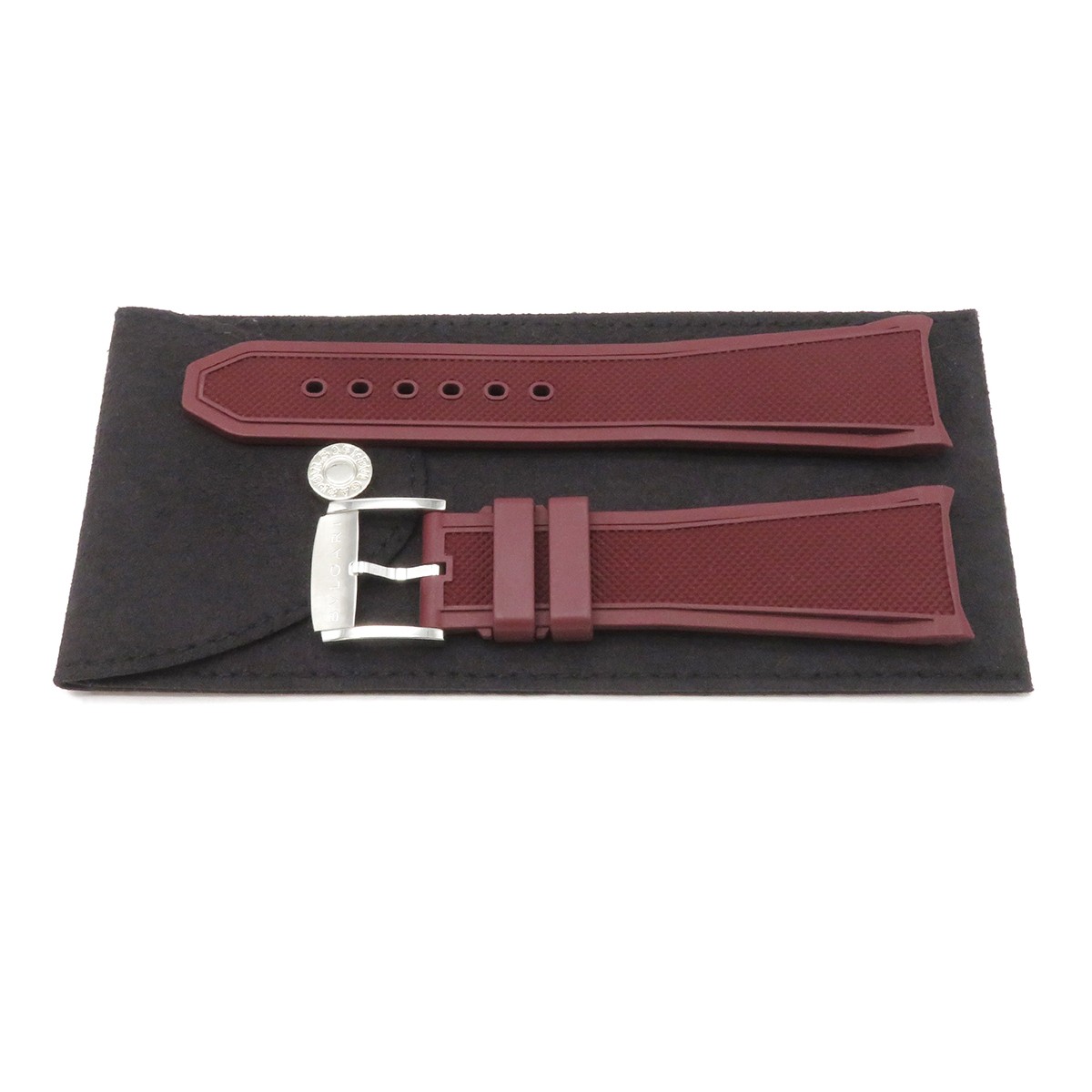 BVLGARI Watch parts Octo Roma Rubber Band rubber Stainless Steel Brown Un