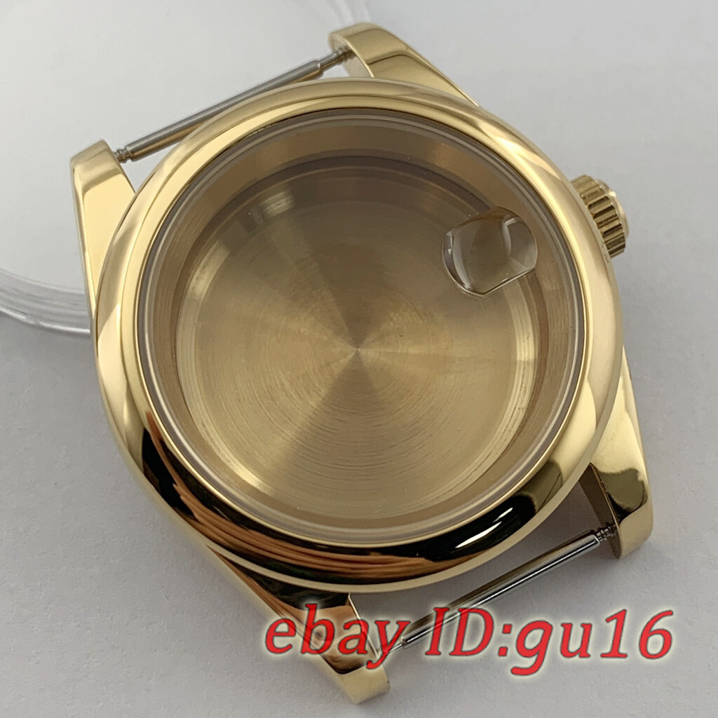 36mm/40mm Gold Sapphire glass watch case Fit NH35 NH36,Miyota 8215 ETA2824/2836