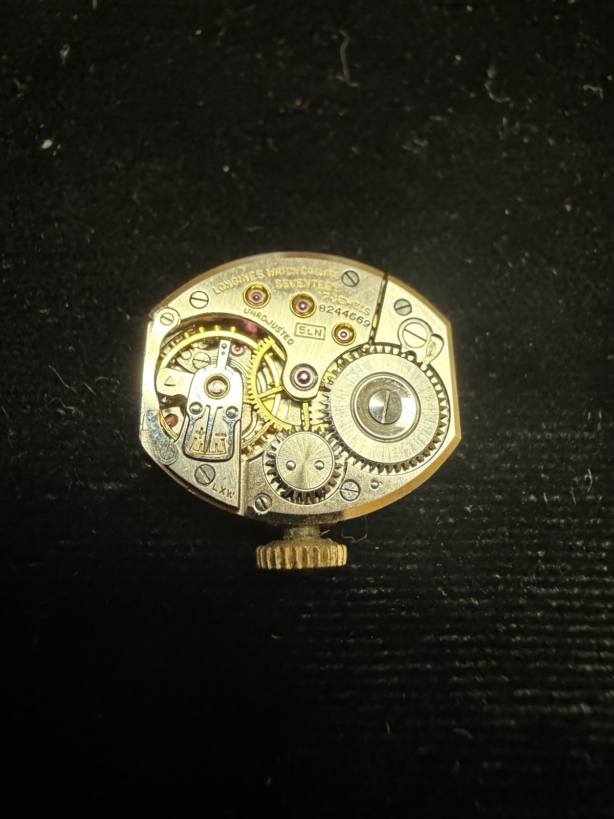 LONGINES 5LN 17J WATCH MOVEMENT & DIAL VINTAGE FOR PARTS OR REPAIR