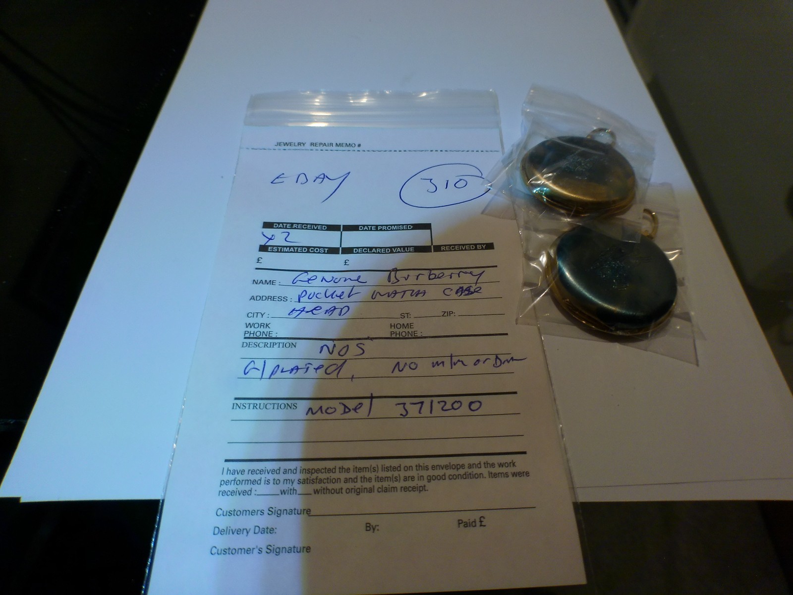 NOS Genuine BURBERRY POCKET WATCH CASE , MODEL 371200, GOLD PLATED