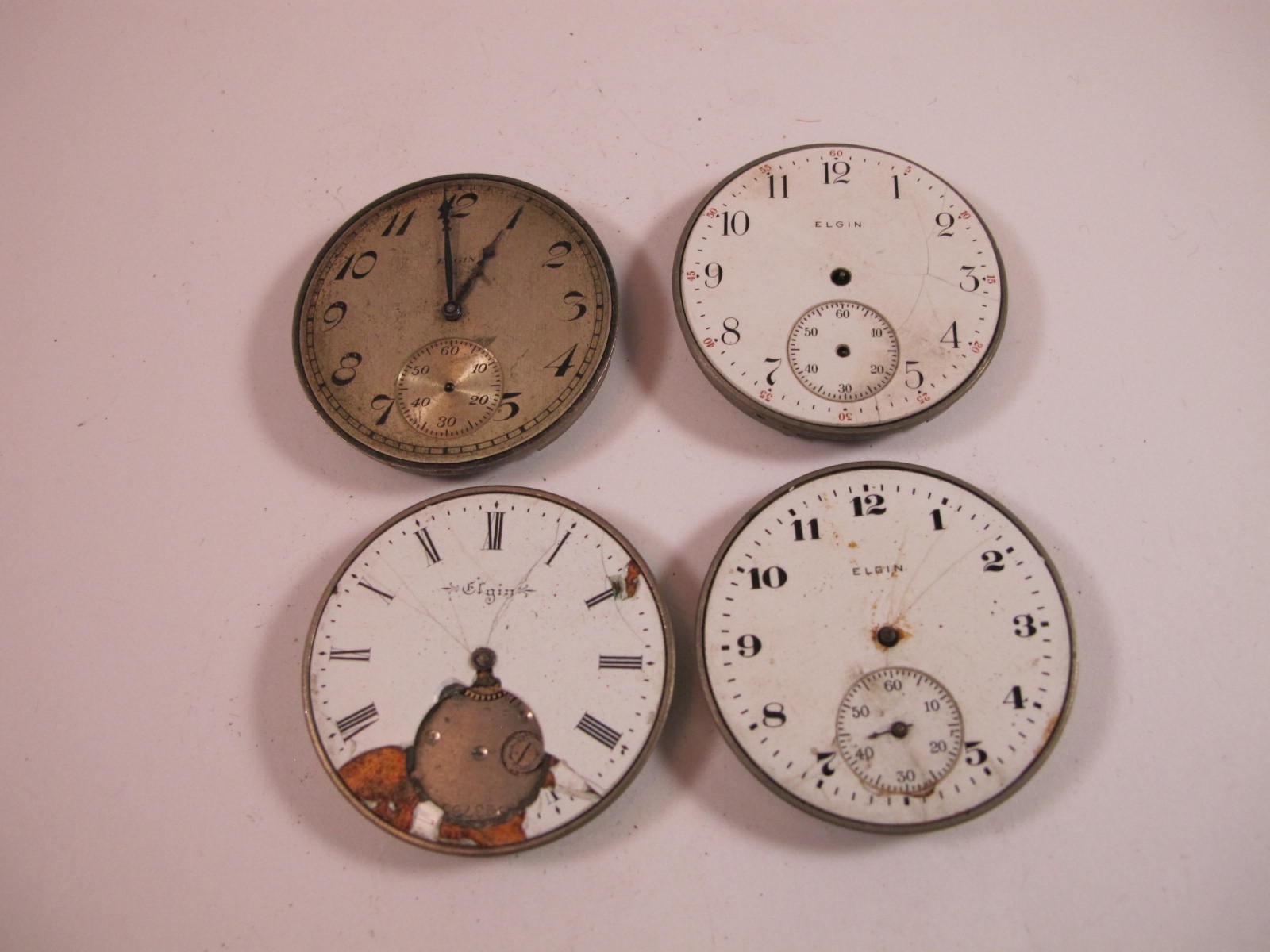 ELGIN 12 POCKET WATCH MOVEMENTS TWO HUNTER TWO OPEN FACE FOR PARTS