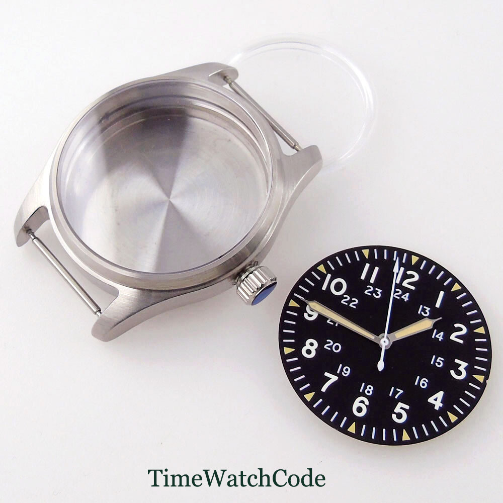 Fits NH34 NH35 ETA2824 PT5000 39mm Brushed Watch Case Sapphire Glass Black Dial