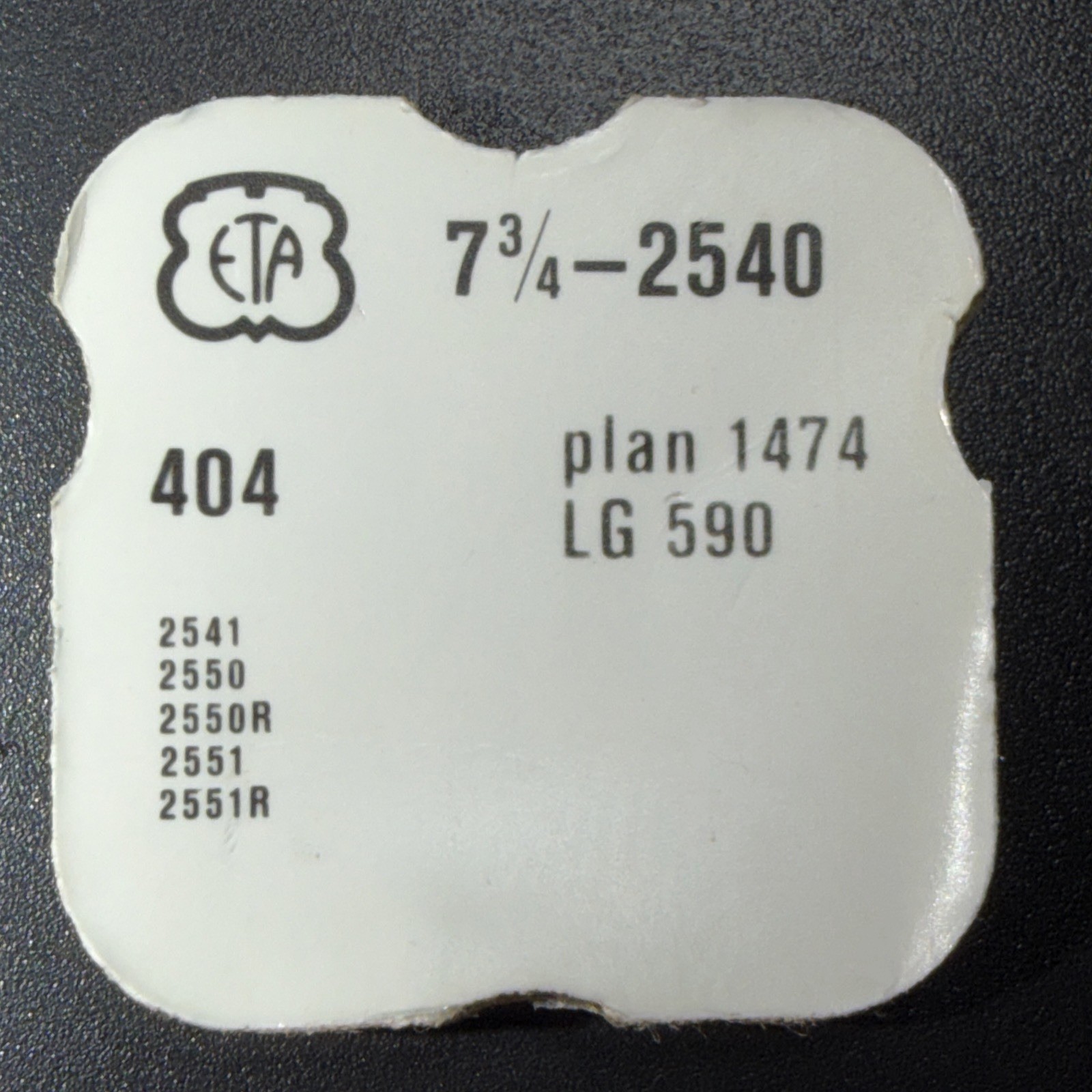 ETA 2540 etc Split Winding Stem 404 Male Movement Side