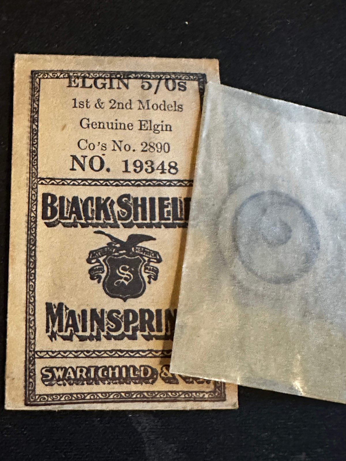 Swartchild Black Shield Mainspring for Elgin 5/0s No. 2890 – Steel