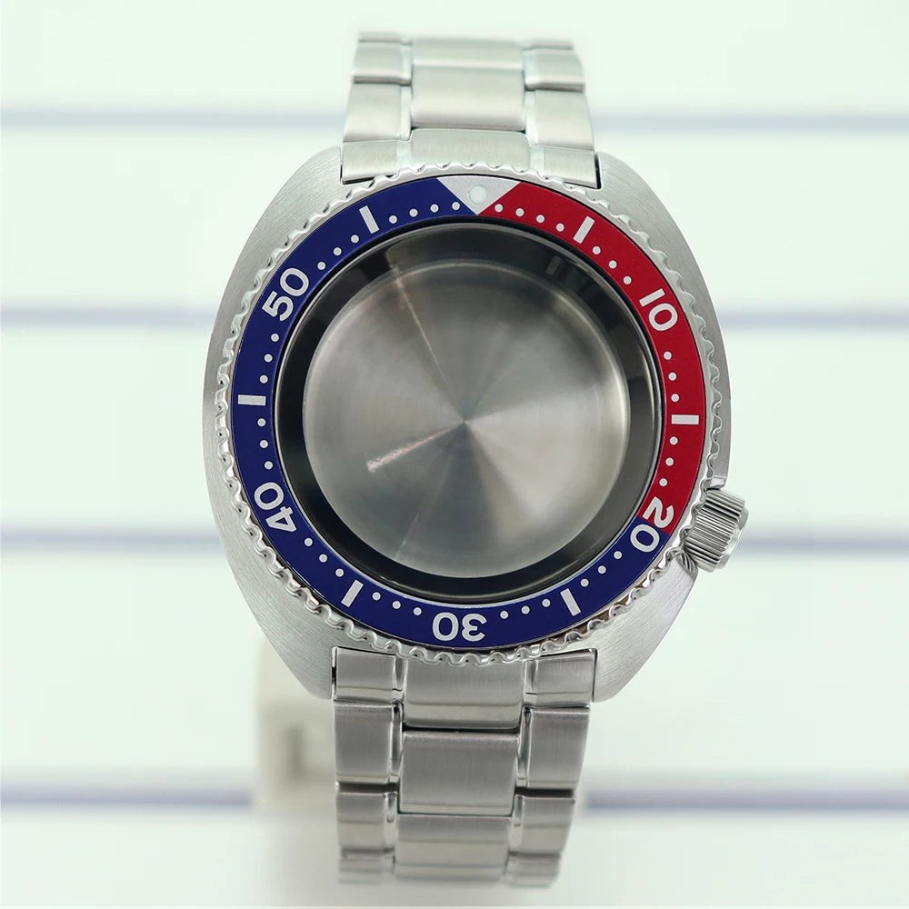 45mm Steel Watch Case Sapphire Glass For Mod skx big Abalone NH35 NH36 NH38