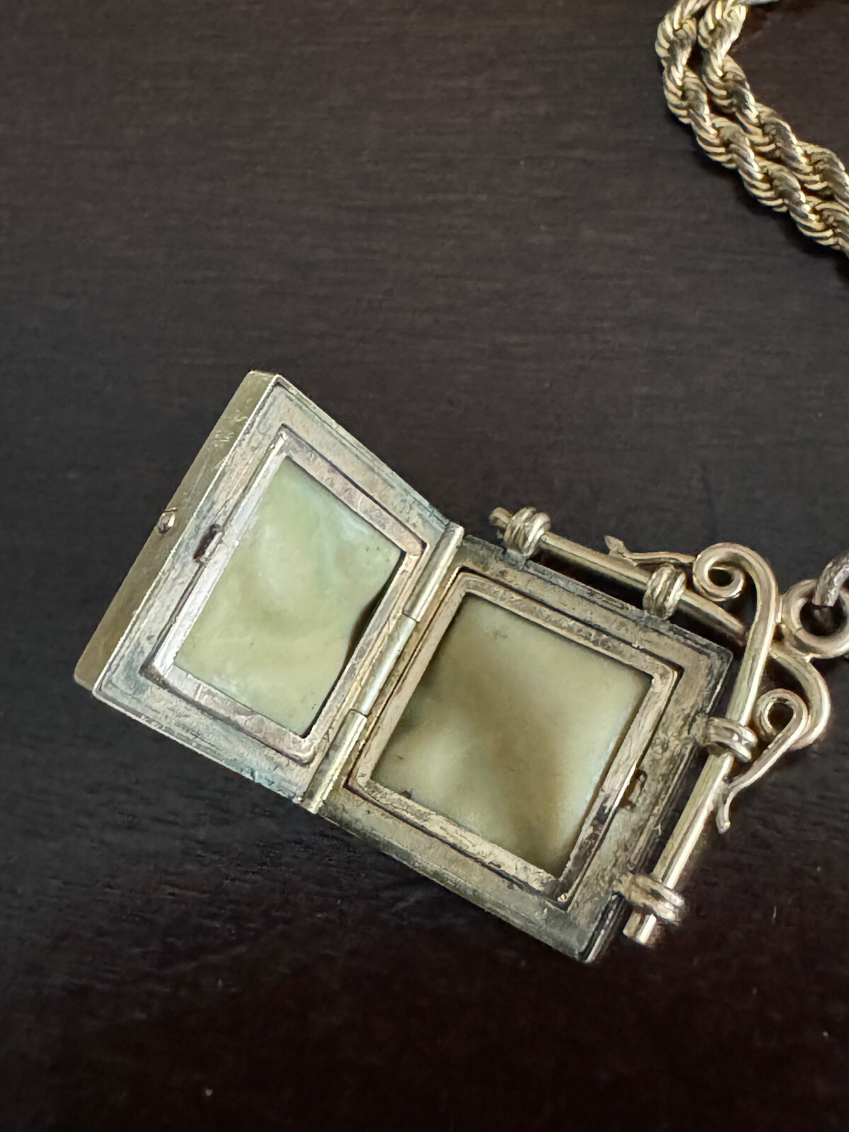 VINTAGE 11 INCH R.S.OO POCKET WATCH CHAIN WITH T-BAR, FINIALS AND LOCKET G.F.