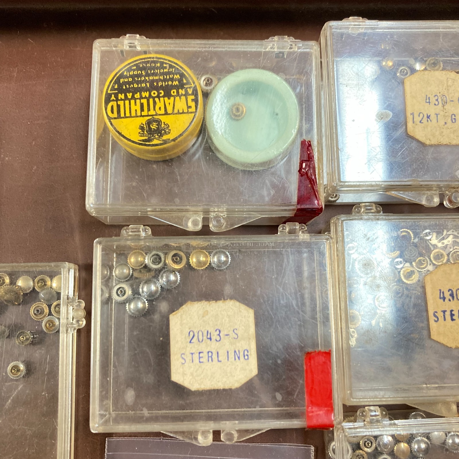 Watchmaker Cabinet Two Drawer Crowns Labeled Sterling & Gold Filled 100+ Pc
