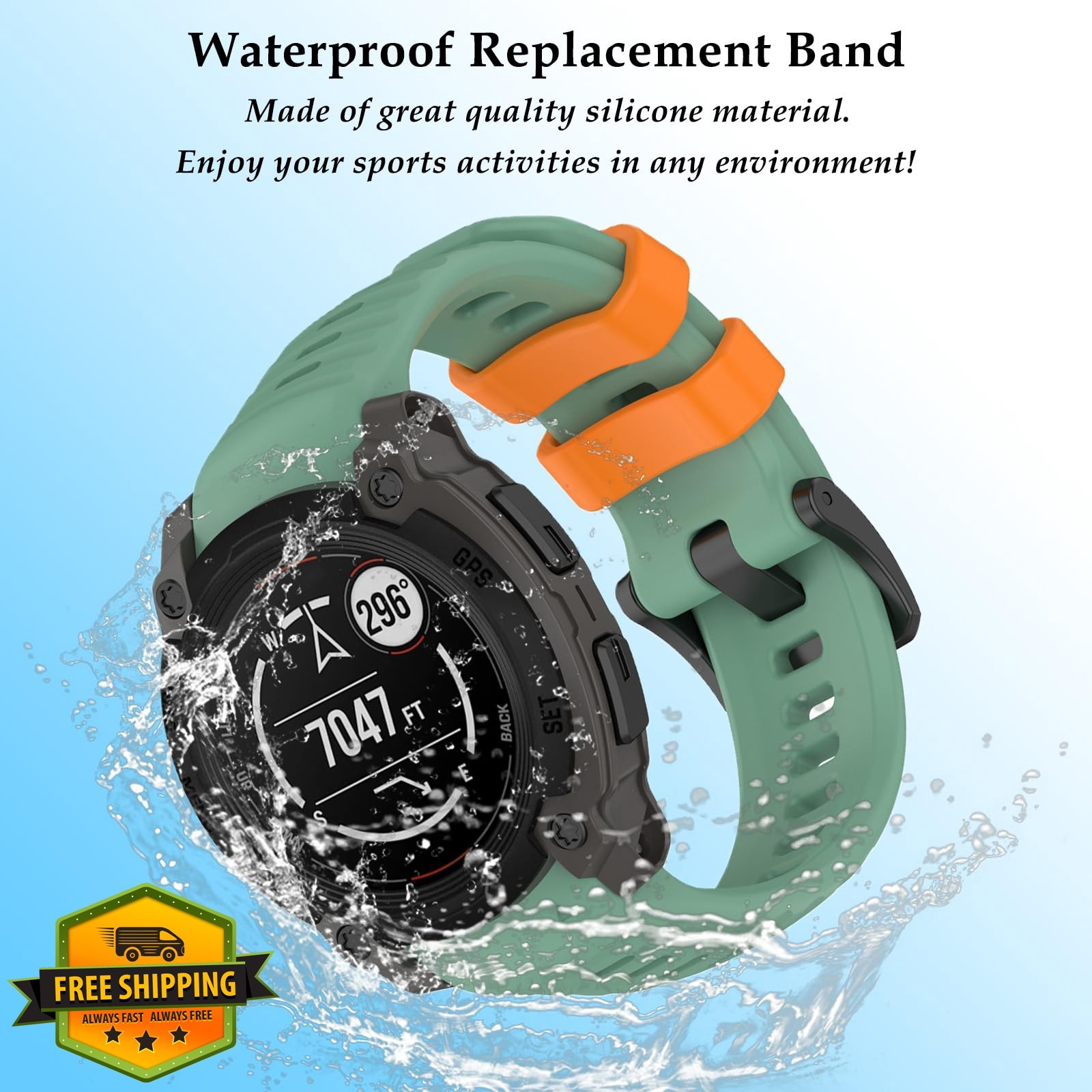 TopPerfekt Band Compatible with Garmin Instinct 3 45mm/50mm, Soft Silicone Re…