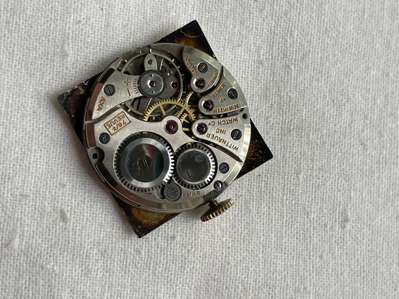 Wittnauer 76/3 Revue – movement for mens watch AS IS, lot 0906