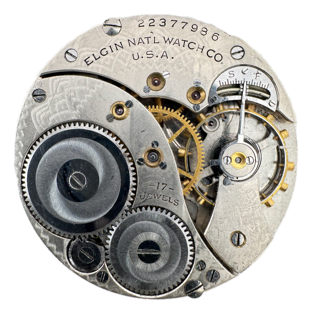 Antique 12s 1920 Elgin Masonic 17 Jewel Mechanical Pocket Watch Movement 345
