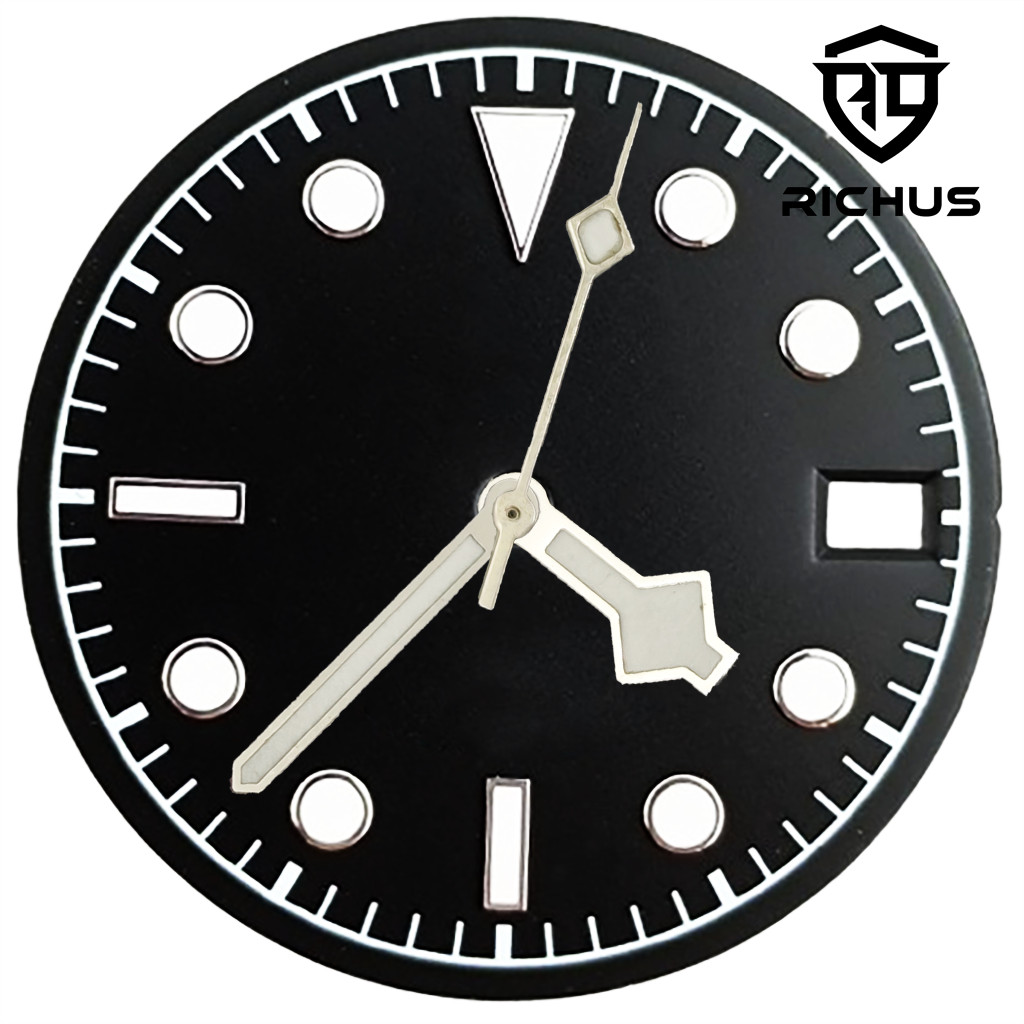 28.5mm Watch Dial With Watch Hands Green Luminous Fit NH34 NH35 NH36 Movement