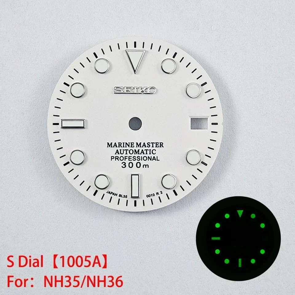 28.5mm Seiko Sunburst Watch Dial Green Luminous Fit NH35 NH36 Movement