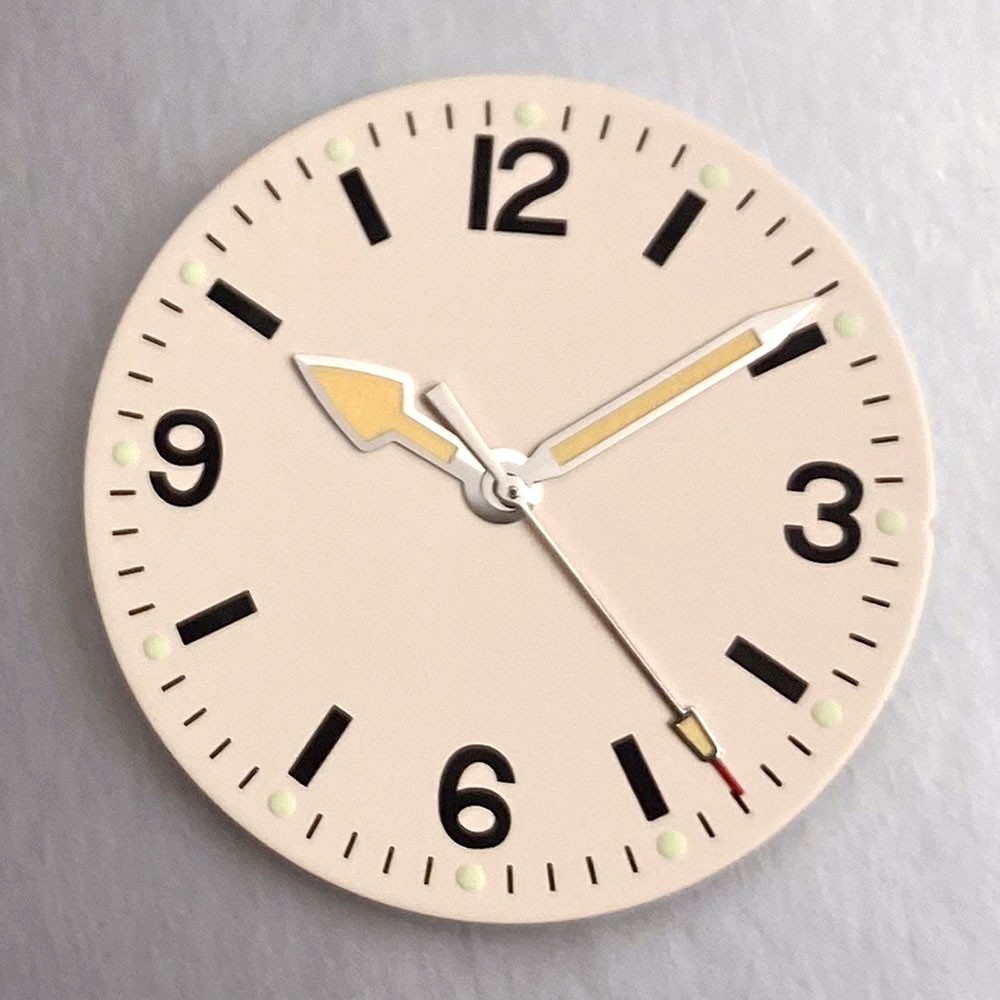 Luminous 29mm Beige/Black Pilot Watch Dial Fit NH35 ETA2824 PT5000 Miyota8215