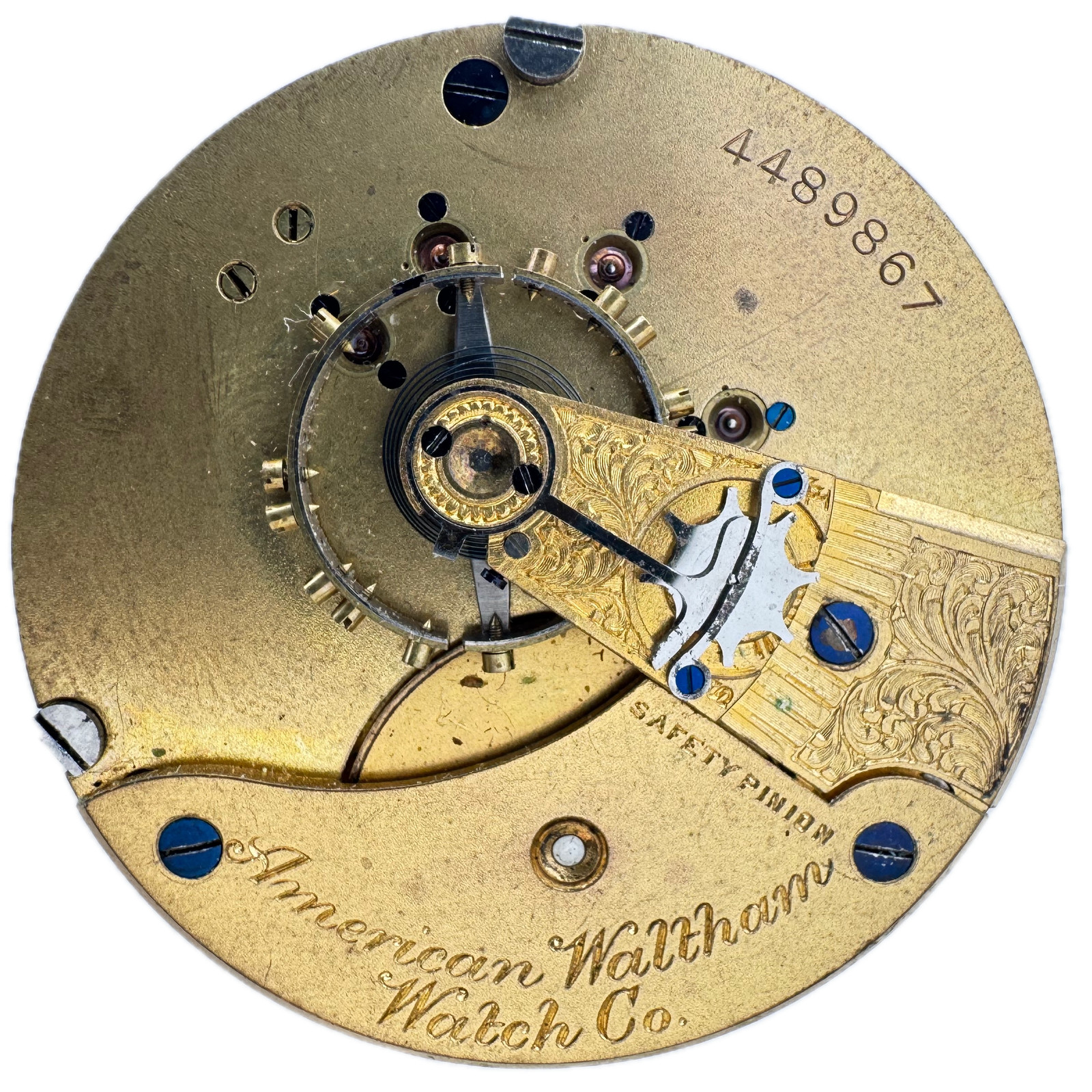 Antique 18s 1890 Waltham Roman Hunter Pocket Watch Movement No. 15 Gilt Finish