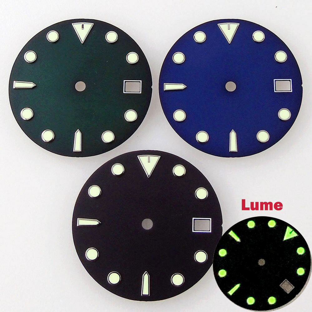 For NH35/NH35A 29mm Sterile Watch Dial Date Window Black/Blue/Green 3/4 o’clock