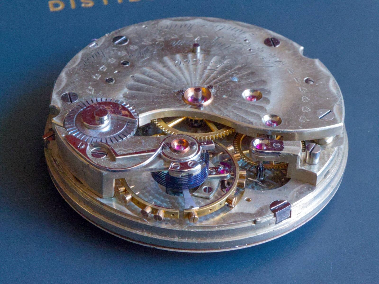 ANTIQUE POCKET WATCH MOVEMENT HELICAL HAIRSPRING G.A.HUGUENIN & FILS