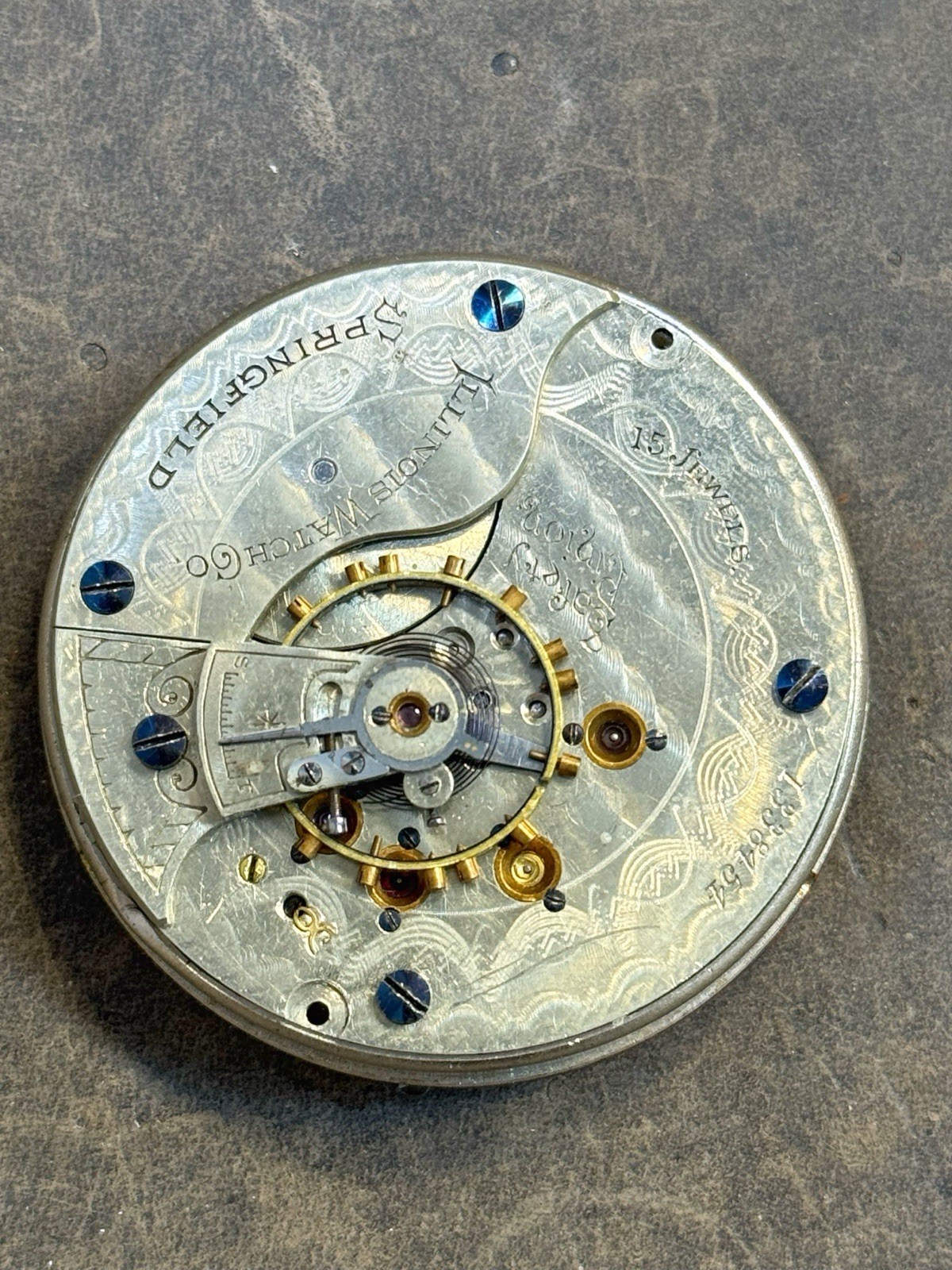 Antique Illinois Watch Company Springfield American Pocket Watch Movement Repair