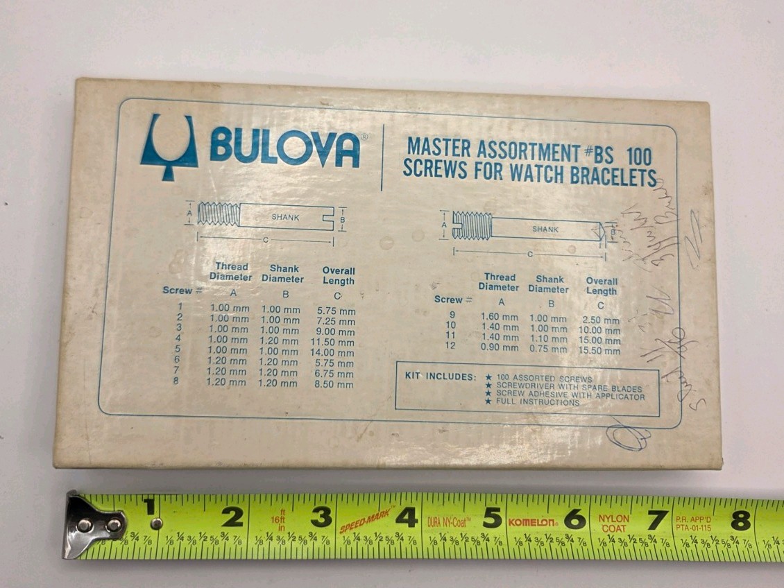 Vintage 1980s Bulova Master Assortment BS100 – Bracelet Screw Kit – Not Complete
