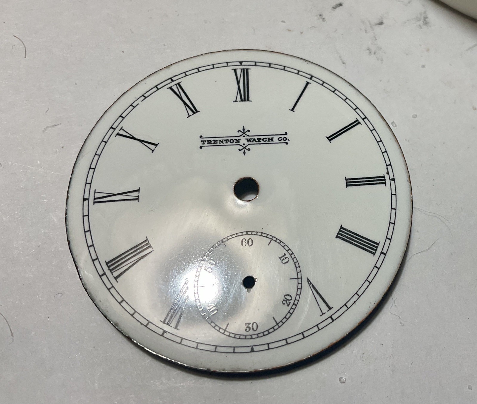 Minty ~ TRENTON WATCH CO. White Enamel Dial~18 Size