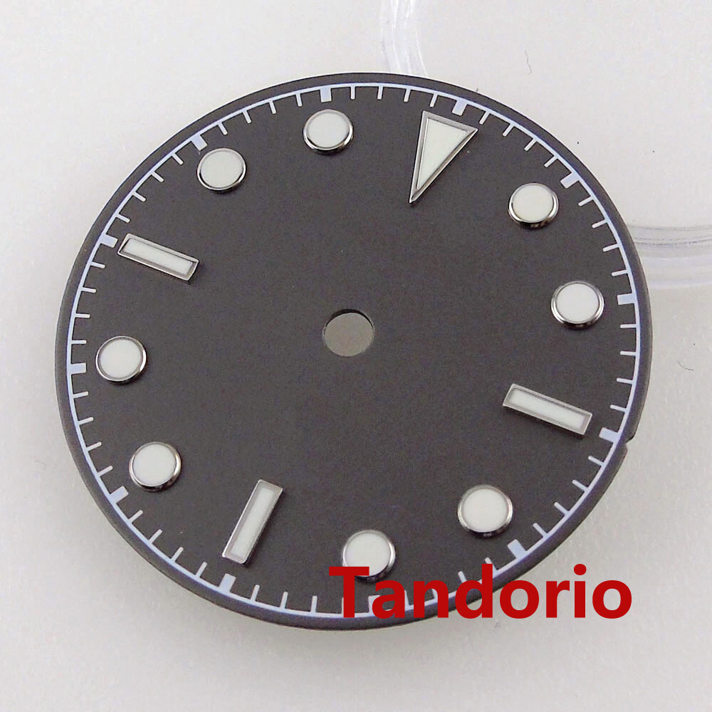 29mm BLIGER Black/Gray Luminous Watch Dial Face For NH35 NH36 MIYOTA 8215 821A