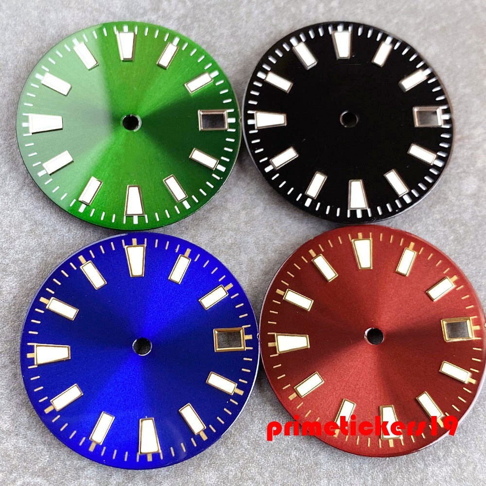 29mm NH35 Watch Dial+Hands Set Sunburst Date Window Lume Wristwatch Accessories