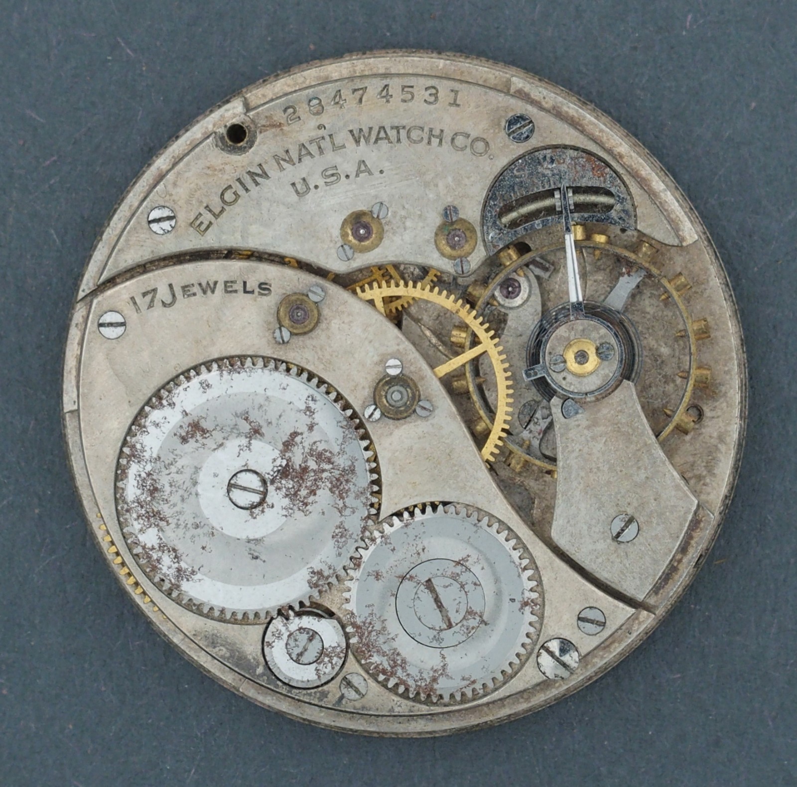 Elgin 12s 17J OF Grade 345 Pocket Watch Movement for Parts Repair #F159